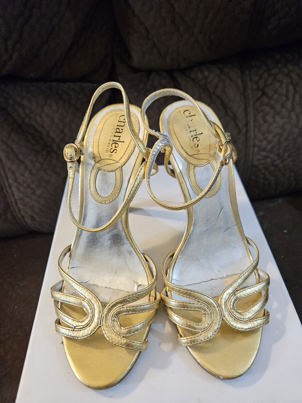 Charles By Charles David Metallic Gold Strappy Sandals